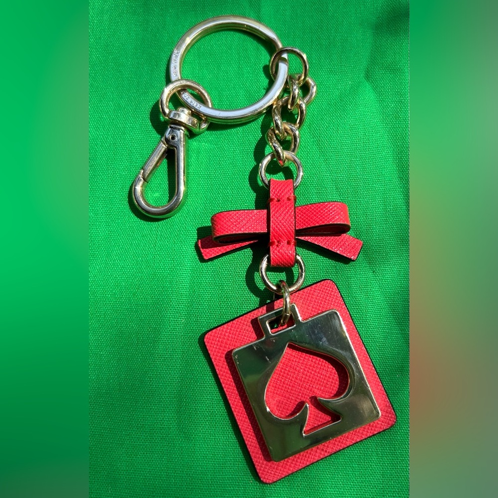 Kate Spade Bright Red & Silver Signature Spade Bag Charm / Keychain